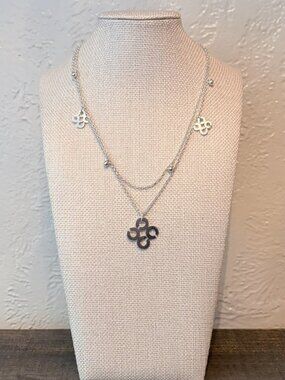 Coach Sterling Silver Signature C Logo Charm Necklace 925 Like New 16"